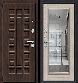 Дверь входная Porta S-3P 51/П61 Almon 28/Cappuccino Veralinga/Reflex, с зеркалом, 2 замка