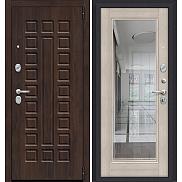 Дверь входная Porta S-3P 51/П61 Almon 28/Cappuccino Veralinga/Reflex, с зеркалом, 2 замка, с ночной задвижкой