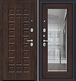 Дверь входная Porta S-3P 51/П61 Almon 28/Wenge Veralinga/Reflex, с зеркалом, 2 замка