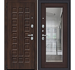 Дверь входная Porta S-3P 51/П61 Almon 28/Wenge Veralinga/Reflex, с зеркалом, 2 замка, с ночной задвижкой