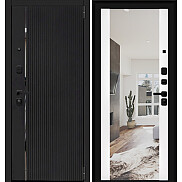 Дверь входная Porta F-3 99/П05 Moon Stone/Shellac White, с зеркалом, 2 замка, с ночной задвижкой