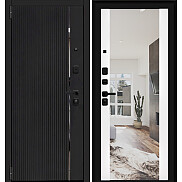 Дверь входная Porta F-3 99/П05 Moon Stone/Shellac White, с зеркалом, 2 замка, с ночной задвижкой