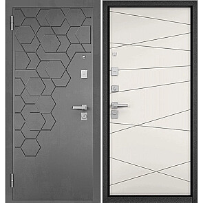 Дверь входная Сити Макс ПП 184/130 Бетон серый/Эмаль белоснежная, 2 замка