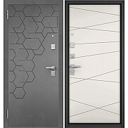 Дверь входная City Max PP 184/130 МДФ Бетон серый, 184/МДФ Эмаль белоснежная, 130, 2 замка, с ночной задвижкой