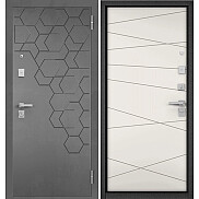 Дверь входная Сити Макс ПП 184/130 Бетон серый/Эмаль белоснежная, 2 замка, с ночной задвижкой