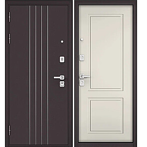 Дверь входная Сити Макс ПП D-8/1 Букле шоколад/Эмаль молоко, 2 замка