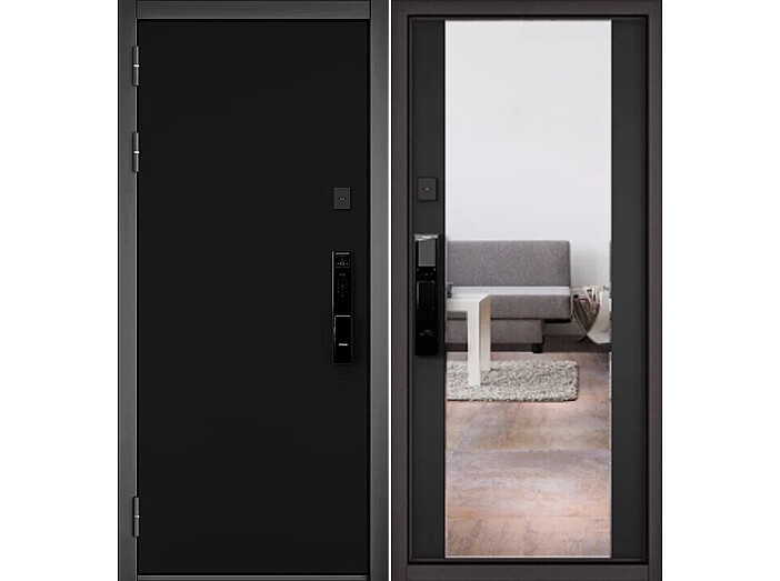 ДМ CITY MAX IQ PP Черный муар металлик/МДФ-100 CSmart Черный матовый/ МДФ-164 mirror Черный матовый 205*96 Левая