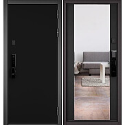 Дверь входная City Max IQ PP 100/164 Черный матовый/Черный матовый, с зеркалом, 2 замка