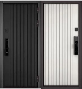 Дверь входная Сити Макс Ай Кью ПП 10SM-161/10SM-161 Чёрный матовый/Белый софт, 2 замка