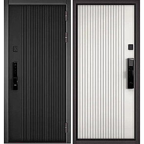 Дверь входная Сити Макс Ай Кью ПП 10SM-161/10SM-161 Черный матовый/Белый Софт, 2 замка