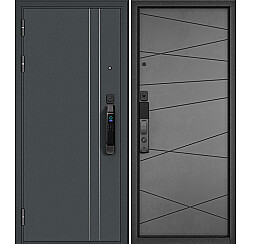 Дверь входная City Max IQ MP D5/130 Черный муар металлик/Бетон серый, 2 замка