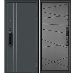 Дверь входная City Smart MP D5/130  Черный муар металлик/Бетон серый