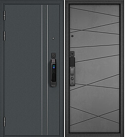 Дверь входная City Max IQ MP D5/130 Черный муар металлик, D-5 Csmart/Бетон серый, 130, 2 замка
