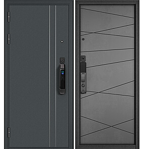Дверь входная Сити Макс Ай Кью МП D5/130 Черный муар металлик/Бетон серый, 2 замка