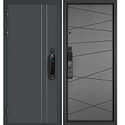Дверь входная City Max IQ MP D5/130 Черный муар металлик/Бетон серый, 2 замка