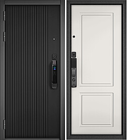 Дверь входная City Max IQ PP 9В-161/9ВD-1 МДФ Чёрный матовый, 9В-161/МДФ Белый матовый, 9ВD-1, 2 замка