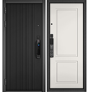 Дверь входная Сити Макс Ай Кью ПП 9В-161/9ВD-1 Чёрный матовый/Белый матовый, 2 замка