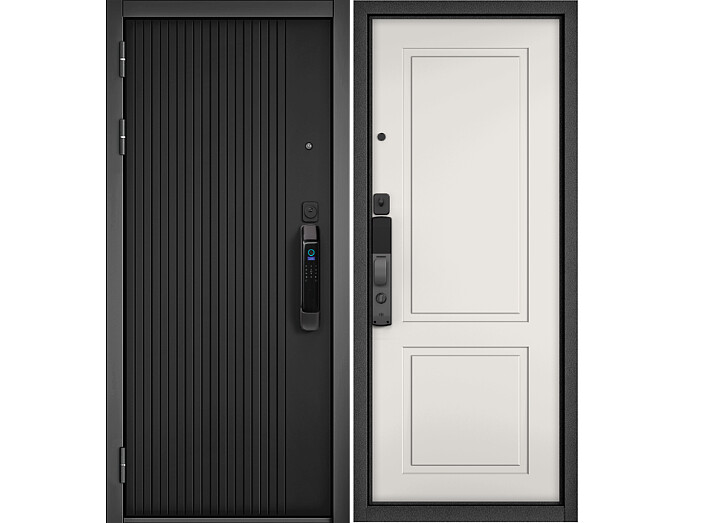 ДМ CITY MAX IQ PP Черный муар металлик/МДФ Чёрный матовый, 9В-161, МДФ Белый матовый 9ВD-1  205*96 Левая