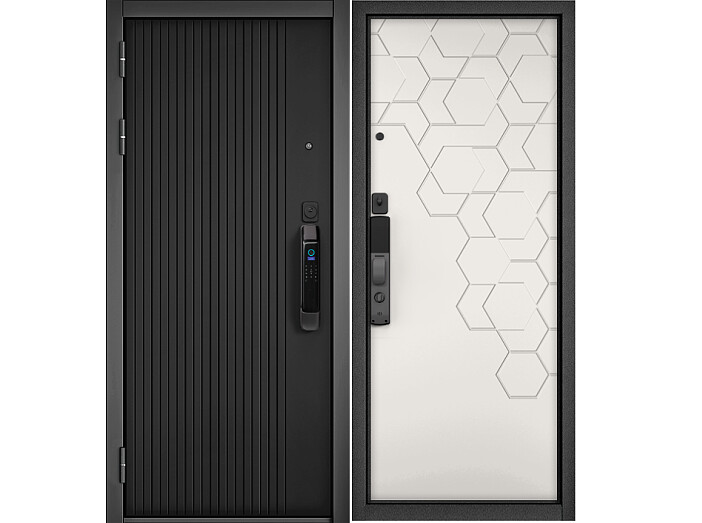 ДМ CITY MAX IQ PP Черный муар металлик 9B-161/МДФ Чёрный матовый, МДФ  Белый матовый, 9B-184  205*88 Левая
