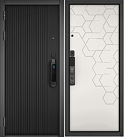 Дверь входная City Max IQ PP 9B-161/9B-184 Чёрный матовый, 9B-161/Белый матовый, 9B-184, 2 замка