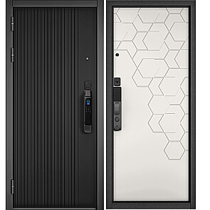 Дверь входная Сити Макс Ай Кью ПП 9B-161/9B-184 Чёрный матовый/Белый матовый, 2 замка