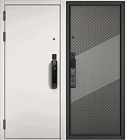 Дверь входная City Max IQ PP 100/163 Белый матовый, 100/Орех пепельный, 163, 2 замка