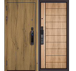 Дверь входная City Max IQ PP 100/136 Дуб Галифакс медовый/Дуб шале натуральный, 2 замка