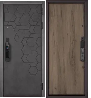 Дверь входная Сити Макс Ай Кью ПП 184/100 Бетон графит/Дуб галифакс грей, 2 замка