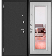 Дверь входная Family Eco MP E-140 Антрацит букле/Белый ларче, с зеркалом, 2 замка, с ночной задвижкой