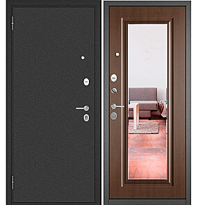 Дверь входная Фэмели Эко МП E-140 Задвижка Антрацит букле/Карамель, с зеркалом, 2 замка