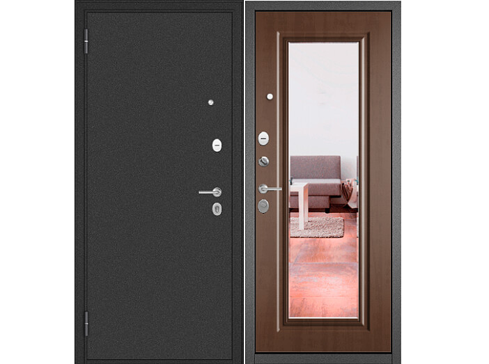 ДМ FAMILY ECO MP Антрацит букле/МДФ Карамель E-140 mirror Задвижка 205*96 Левая