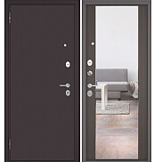 Дверь входная Family Eco MP E-140, с зеркалом Антрацит букле/Шоколад ларче, E-140 mirror, 2 замка