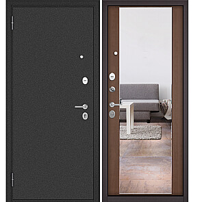 Дверь входная Фэмели Эко МП E-164 Задвижка Антрацит букле/Карамель, с зеркалом, 2 замка