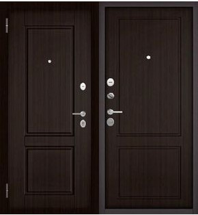 Дверь входная Фэмели Эко ПП D1/D1 Шоколад ларче/Шоколад ларче, 2 замка, с ночной задвижкой