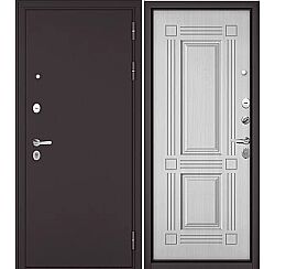 Дверь входная Trust Mass MP 9S-104 Шоколад букле/Бьянко ларче Черная броненакладка
