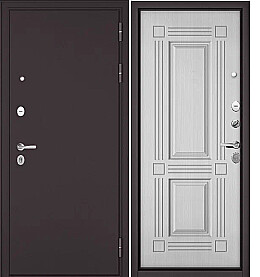 Дверь входная Trust Mass MP 9S-104 чёрная броненакладка Шоколад букле/Бьянко ларче, 9S-104, 2 замка, с ночной задвижкой