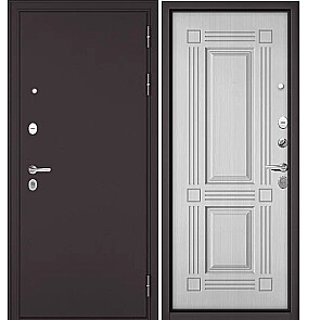 Дверь входная Траст Масс МП 9S-104 черная броненакладка Шоколад букле/Бьянко ларче, 2 замка