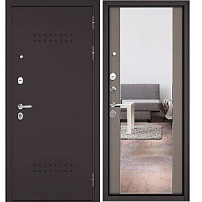 Дверь входная Траст Масс МП R5/164 Шоколад букле/Эмаль капучино, 2 замка, с ночной задвижкой