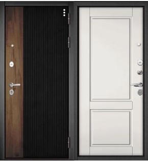 Дверь входная Траст Масс ПП 9S-401/1 Чёрный матовый/Белый софт, 2 замка, с ночной задвижкой