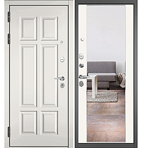Дверь входная Траст Масс ПП 109/164 Белый софт/Белый софт, с зеркалом, 2 замка