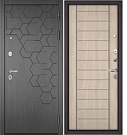 Дверь входная Trust Mass PP 184/137 Дуб серый, 184/Ясень ривьера айс, 137, 2 замка, с ночной задвижкой