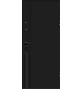 Дверь входная Optim Z-2 Муар черный/Белый, с зеркалом, 2 замка, с ночной задвижкой
