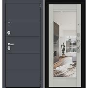 Дверь входная Porta R-3 4/K41 Graphite Pro/Nardo Grey, с зеркалом, 2 замка, с ночной задвижкой
