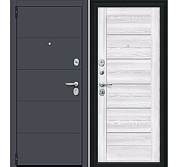 Дверь входная Porta R-3 4/П22 Graphite Pro/Riviera Ice, 2 замка, с ночной задвижкой
