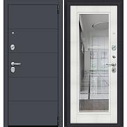 Дверь входная Porta R-3 4/П61 Graphite Pro/Bianco Veralinga, с зеркалом, 2 замка, с ночной задвижкой