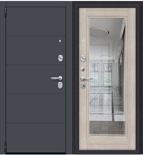 Дверь входная Porta R-3 4/П61 Graphite Pro/Cappuccino Veralinga, с зеркалом, 2 замка, с ночной задвижкой