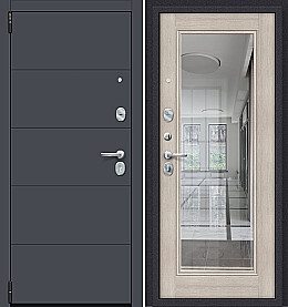 Дверь входная Porta R-3 4/П61 Graphite Pro/Cappuccino Veralinga, с зеркалом, 2 замка