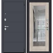 Дверь входная Porta R-3 4/П61 Graphite Pro/Cappuccino Veralinga, с зеркалом, 2 замка, с ночной задвижкой