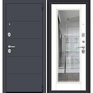 Дверь входная Porta R-3 4/П61 Graphite Pro/Super White, с зеркалом, 2 замка, с ночной задвижкой
