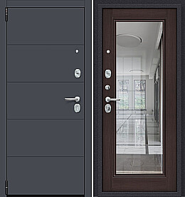 Дверь входная Porta R-3 4/П61 Graphite Pro/Wenge Veralinga, с зеркалом, 2 замка
